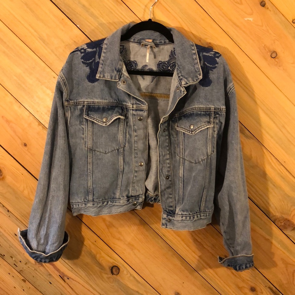 Free people cropped denim jacket